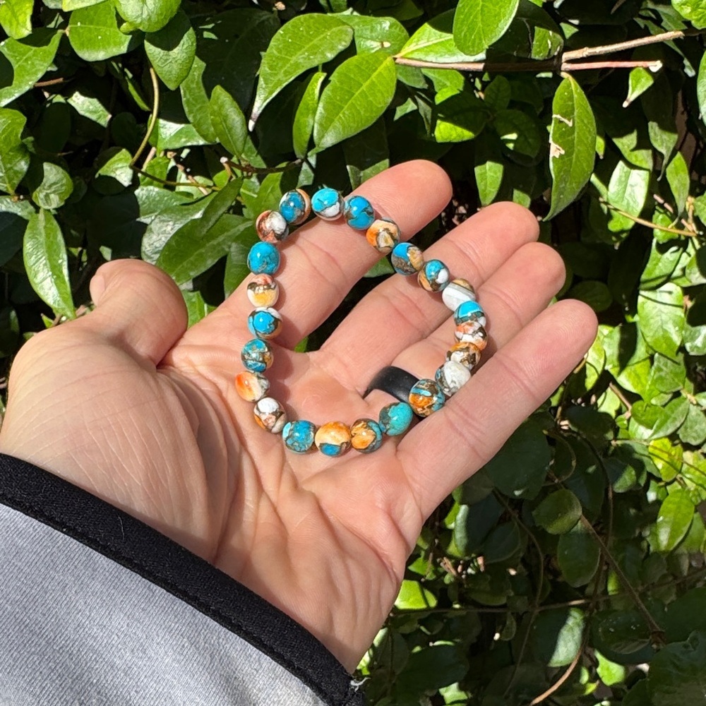 Colorful 8mm Spiny Oyster Turquoise Beaded Bracelet Kingman AZ - Picture 4 of 5